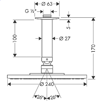 Верхний душ Hansgrohe Raindance AIR 27477000 купить в интернет-магазине сантехники Sanbest