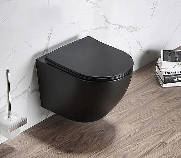 Унитаз подвесной SantiLine SL-5018MB безободковый, с крышкой микролифт, черный матовый купить в интернет-магазине Sanbest