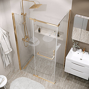 Душевой уголок Grossman Pragma 120х90 120.K33.03.1290.32.00 стекло прозрачное/профиль золото брашированное купить в интернет-магазине Sanbest