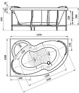 Ванна акриловая Vannesa Ирма 2-78-0-9-217 169х110 купить в интернет-магазине Sanbest
