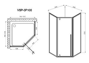 Душевой уголок Vincea Penta VSP-3P100CL 100x100 стекло прозрачное/профиль хром купить в интернет-магазине Sanbest