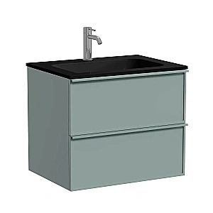 Тумба с раковиной Sancos Velta 60 VL60GG+CN7011MB серо-зеленая матовая/раковина черная матовая, с отверстием для ванной в интернет-магазине Sanbest