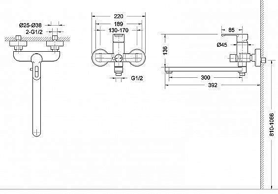 Смеситель для ванны Bravat STREAM-D F637163C-01A купить в интернет-магазине сантехники Sanbest