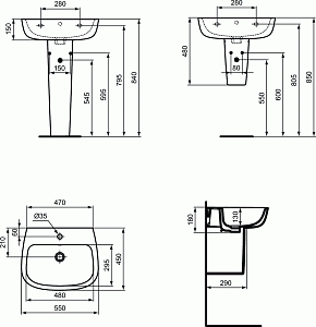 Раковина на полупьедестале Ideal Standard Esedra T279901 купить в интернет-магазине Sanbest