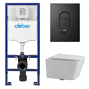 Унитаз ABBER Rechteck AC1201-AC0108-AC0124MB белый, с крышкой микролифт, с инсталляцией, безободковый купить в интернет-магазине Sanbest