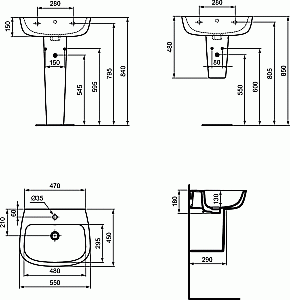 Раковина на полупьедестале Ideal Standard Esedra 55 T279901 белая купить в интернет-магазине Sanbest