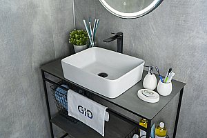 Раковина накладная Gid Geometrico 48 N9103 51120 белая купить в интернет-магазине Sanbest