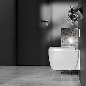 Унитаз подвесной Abber Rechteck AC1217 белый, безободковый, с крышкой микролифт, слив торнадо купить в интернет-магазине Sanbest