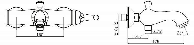 Смеситель для ванны и душа BelBagno TIFFANY купить в интернет-магазине сантехники Sanbest