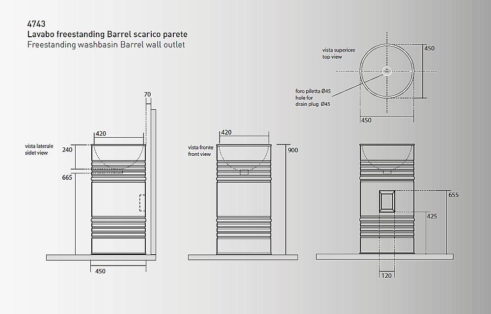 Раковина напольная Kerasan Artwork 45 474301bi*0 белая купить в интернет-магазине Sanbest