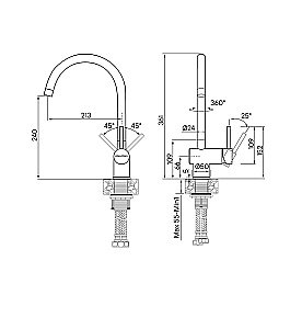 Смеситель для кухни Paulmark Bend Be212066-BS брашированная сталь купить в интернет-магазине сантехники Sanbest