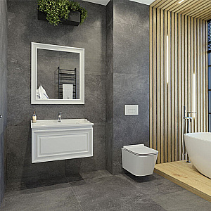 Тумба с раковиной Caprigo Ponza-A 80 белая для ванной в интернет-магазине Sanbest