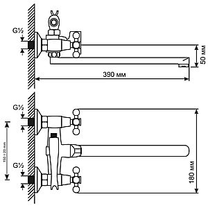 Смеситель для ванны MIXLINE ML 522147 купить в интернет-магазине сантехники Sanbest