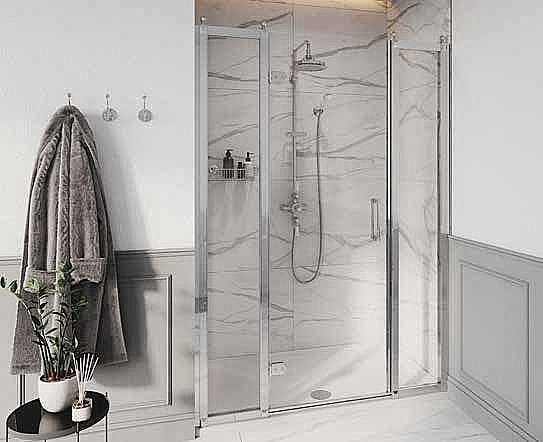 Душевая дверь распашная Burlington 170 стекло прозрачное/профиль хром купить в интернет-магазине Sanbest