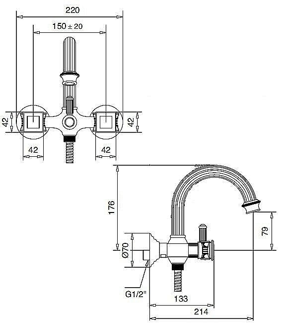 Смеситель для ванны и душа OLIMP-VD-01-M хром купить в интернет-магазине сантехники Sanbest