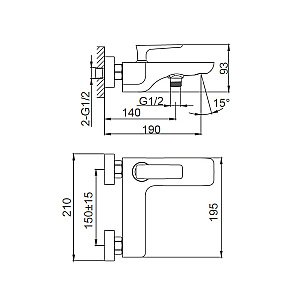 Смеситель для ванны WONZON & WOGHAND SHARK, Хром (WW-483101-CR) купить в интернет-магазине сантехники Sanbest