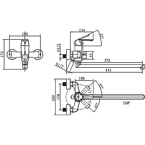 Смеситель для ванны Kaiser Boss 51055B купить в интернет-магазине сантехники Sanbest