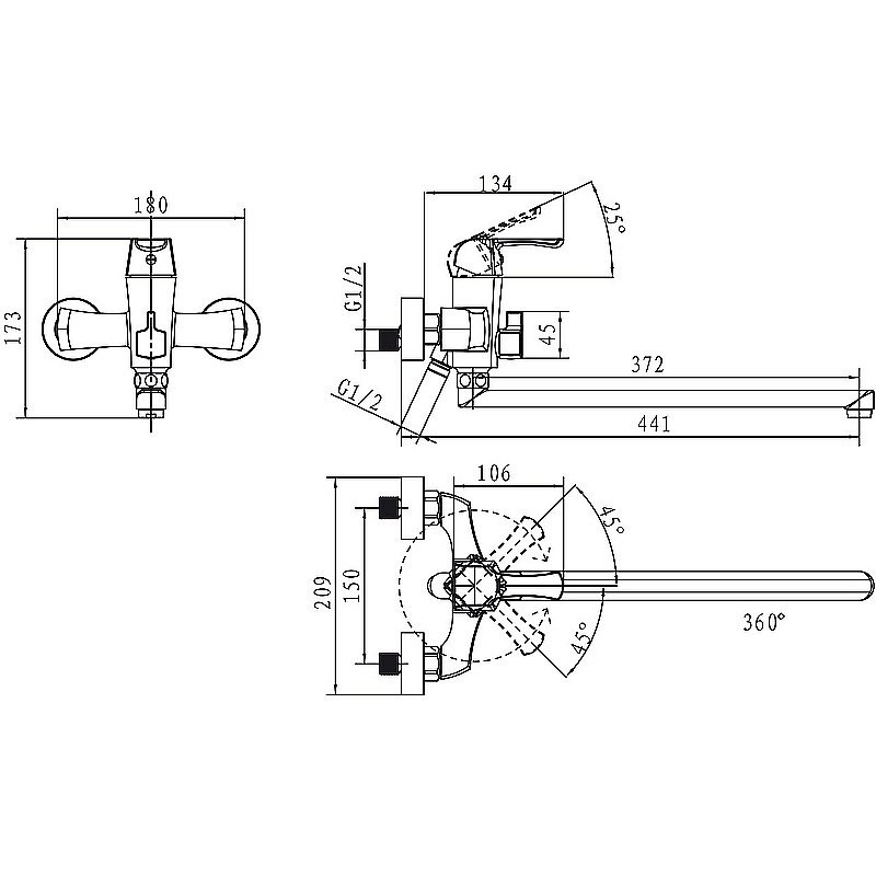 Смеситель для ванны Kaiser Boss 51055B купить в интернет-магазине сантехники Sanbest