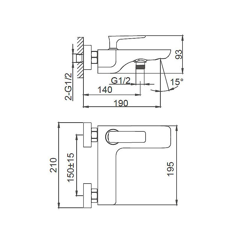 Смеситель для ванны WONZON & WOGHAND SHARK, Хром (WW-483101-CR) купить в интернет-магазине сантехники Sanbest