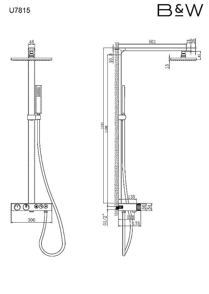 Душевая система Black&White UNIVERSE U7815 хром купить в интернет-магазине сантехники Sanbest