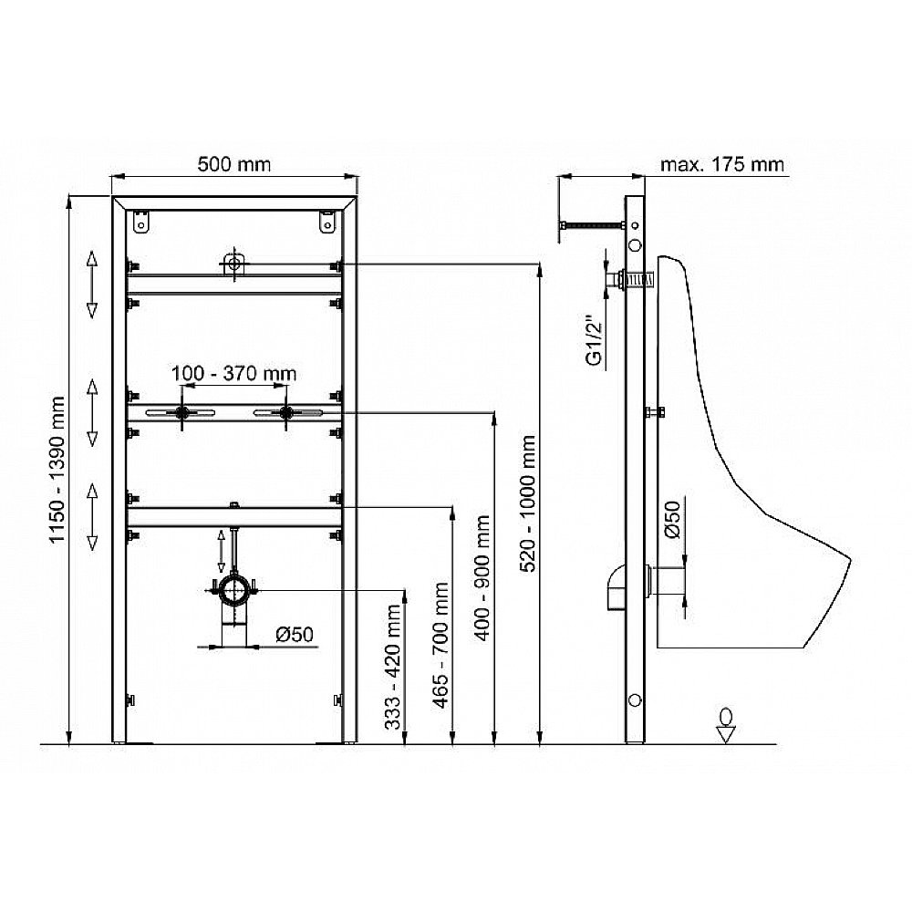 Инсталляция для писсуара Berges NOVUM 49215 купить в интернет-магазине сантехники Sanbest