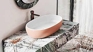 Раковина накладная Salini LUCE 110721MRH 69 из искусственного камня S-Stone, белая матовая, цвет по RAL снаружи купить в интернет-магазине Sanbest