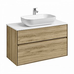 Тумба со столешницей Акватон Либерти 100 дуб эльвезия для ванной в интернет-магазине Sanbest