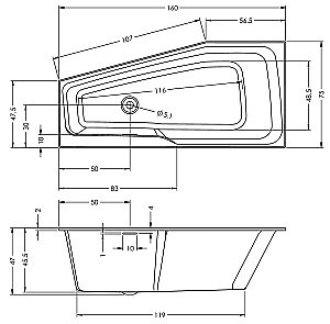 Акриловая ванна Riho Rething Space 160x75 белая купить в интернет-магазине Sanbest
