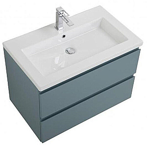 Тумба с раковиной BelBagno 75 KRAFT-750-2C-SO-AO+CZR-8070-75 голубая матовая для ванной в интернет-магазине Sanbest