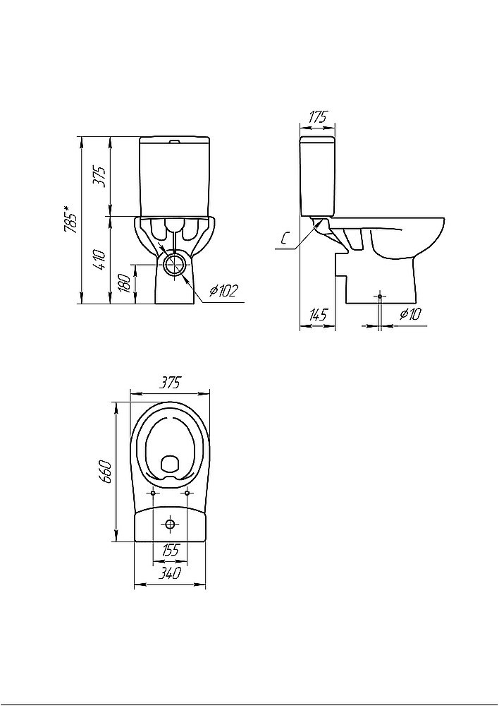 Унитаз Cersanit NATURE Clean On 010/011 с бачком, безободковый купить в интернет-магазине Sanbest