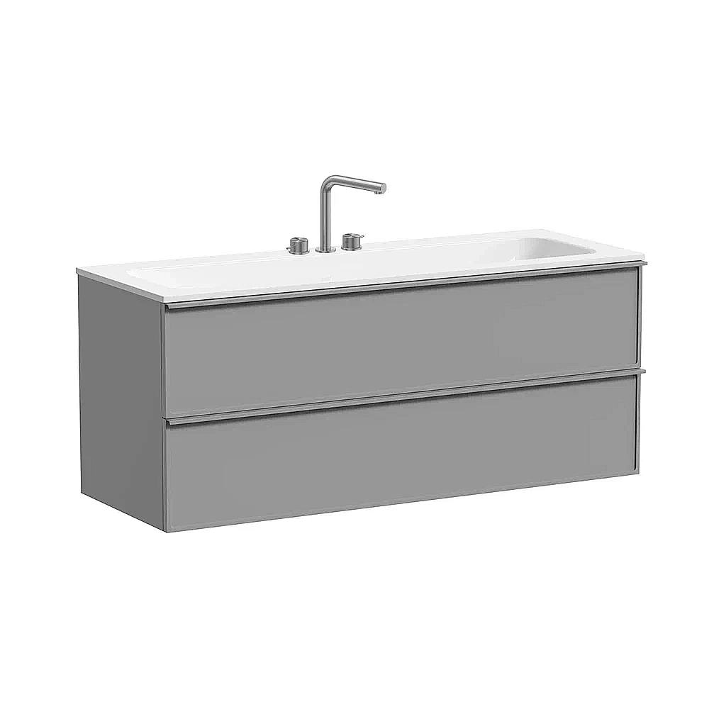 Тумба с раковиной Sancos Velta 120 VL120WG+CN7024 теплый серый матовая/раковина белая, 3 отверстия для ванной в интернет-магазине Sanbest