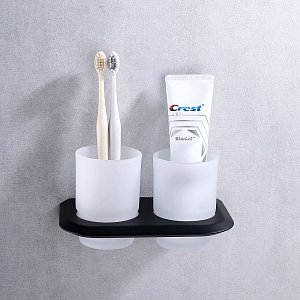 Стакан двойной для зубных щеток Abber NORD AA1557B черный матовый купить в интернет-магазине сантехники Sanbest