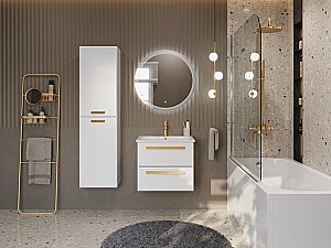 Шкаф Cezares Eco-Cer 40 ECO-1500-2A-SC-BL белый глянцевый для ванной в интернет-магазине сантехники Sanbest