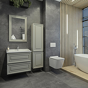 Тумба с раковиной Caprigo Ponza-A 70 два ящика, серая для ванной в интернет-магазине Sanbest