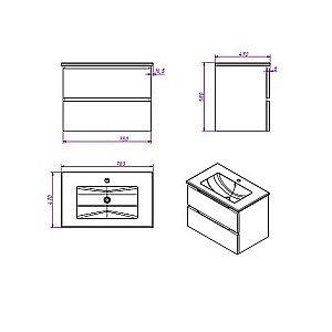 Тумба с раковиной Caprigo Sydney 85 белая для ванной в интернет-магазине Sanbest