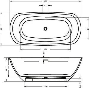 Ванна мраморная Riho Bilo 165x77 купить в интернет-магазине Sanbest