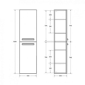 Шкаф Cezares Eco-Cer 40 ECO-1500-2A-SC-SPF-P сапфировый для ванной в интернет-магазине сантехники Sanbest