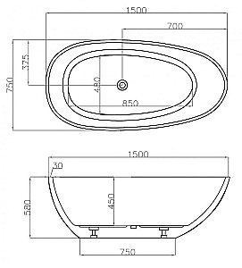Акриловая ванна Abber AB9356-1.5 150х75 купить в интернет-магазине Sanbest