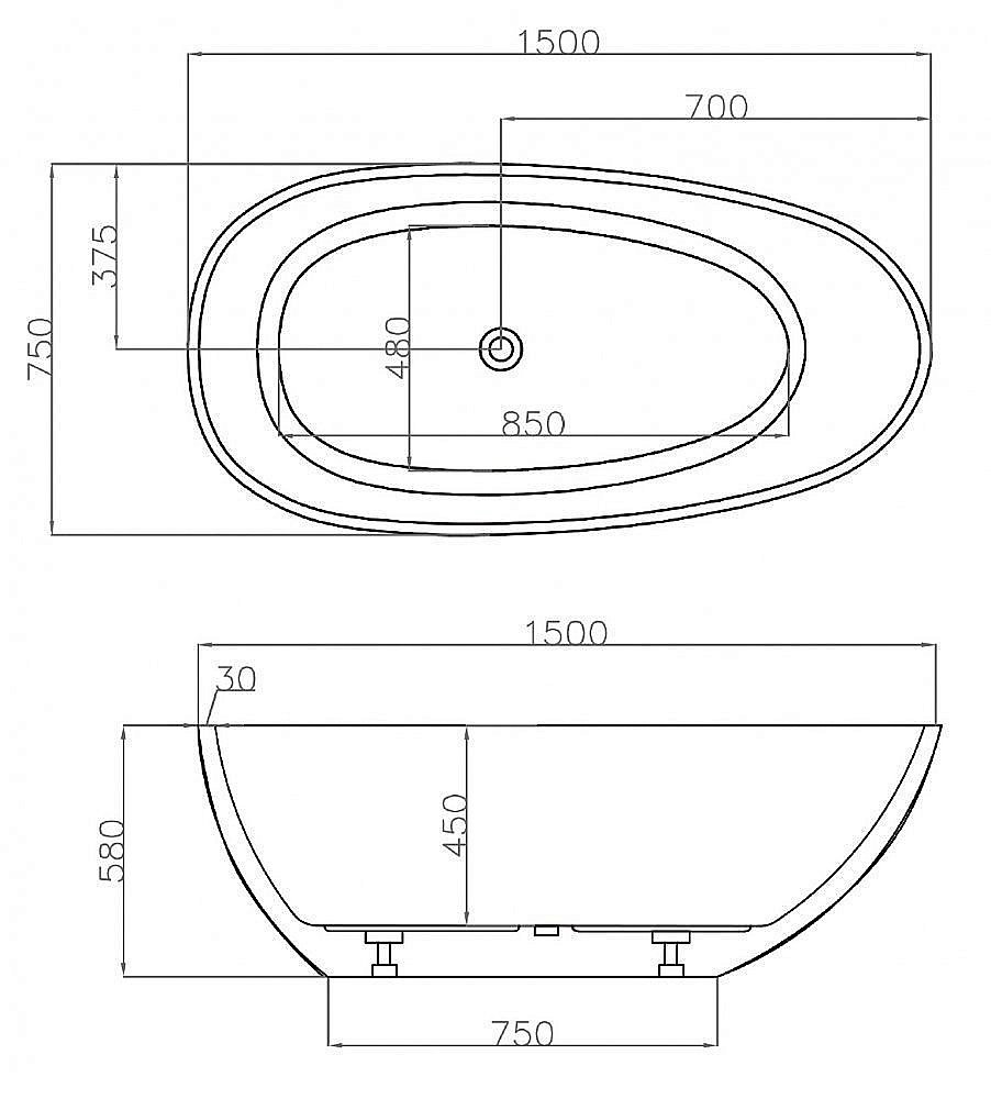 Акриловая ванна Abber AB9356-1.5 150х75 купить в интернет-магазине Sanbest
