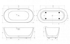 Акриловая ванна BelBagno BB413 170х80 белая купить в интернет-магазине Sanbest