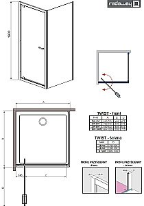 Душевой уголок Radaway Twist DW+S 100х90 стекло прозрачное/профиль хром купить в интернет-магазине Sanbest