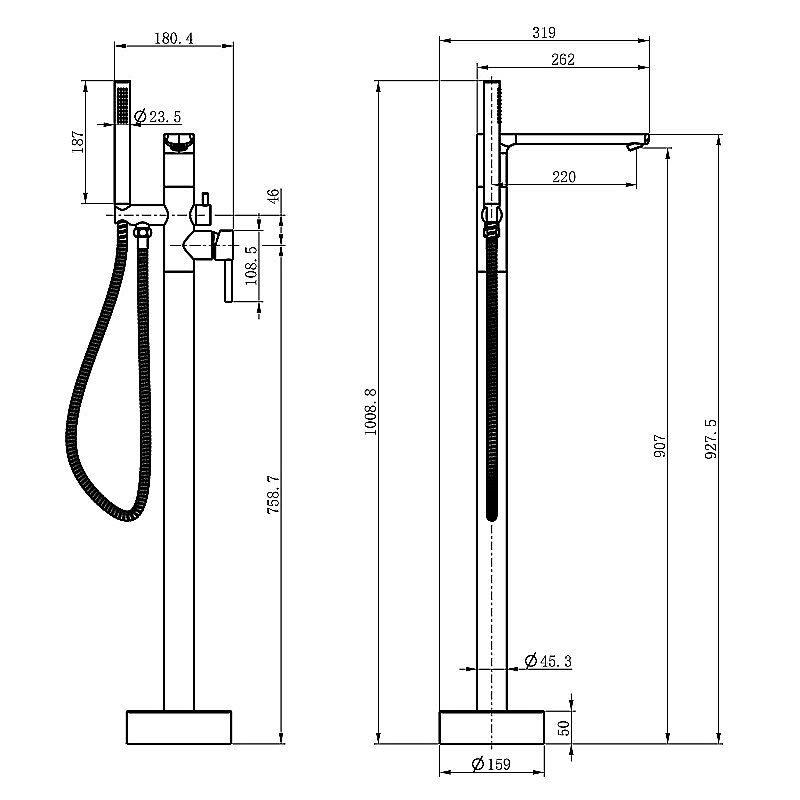 Смеситель для ванны Azario Римини AZ-K3110GR графит купить в интернет-магазине сантехники Sanbest