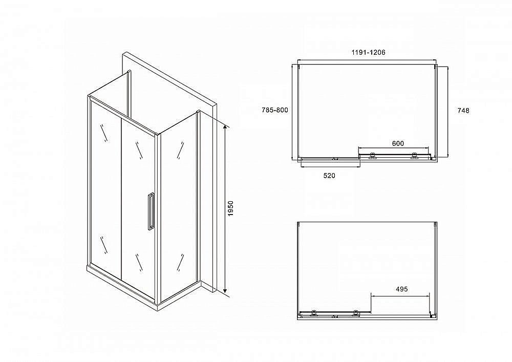 Душевой уголок ABBER Schwarzer Diamant AG30120BH-S80B-S80B купить в интернет-магазине Sanbest