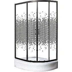 Душевой уголок с поддоном МОНОМАХ ДУ 90/70/180 МЗ BL L/R 10000012455 90x70 стекло прозрачное с рисунком/профиль черный купить в интернет-магазине Sanbest