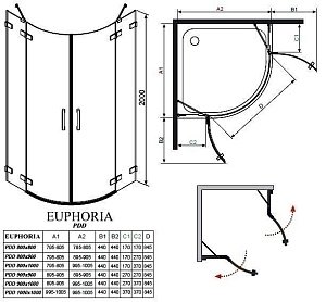 Душевой уголок Radaway Euphoria PDD 100x100 купить в интернет-магазине Sanbest