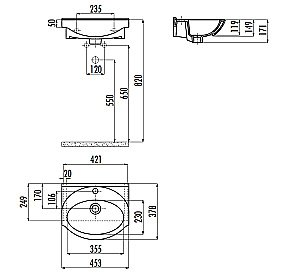 Раковина Creavit Etol 45,3 ET045-0000 белая купить в интернет-магазине Sanbest