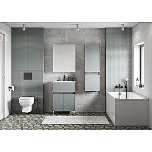 Тумба с раковиной Акватон Форест 60 дуб рошелье/сумеречный голубой для ванной в интернет-магазине Sanbest