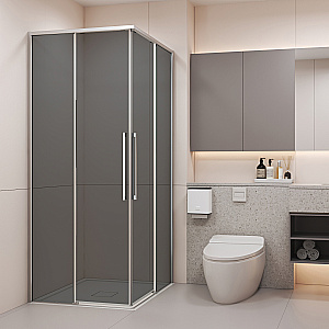 Душевой уголок Black&White Stellar Wind 90х90 12209090NGG профиль брашированный никель/стекло тонированное купить в интернет-магазине Sanbest