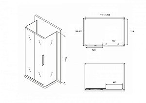 Душевой уголок ABBER Schwarzer Diamant AG30120BH-S80B-S80B купить в интернет-магазине Sanbest