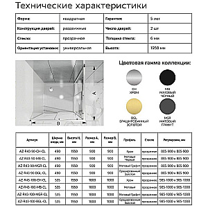Душевой уголок Azario Shanghai 100х100 AZ-R43-100-MB-CL стекло прозрачное/профиль черный матовый купить в интернет-магазине Sanbest